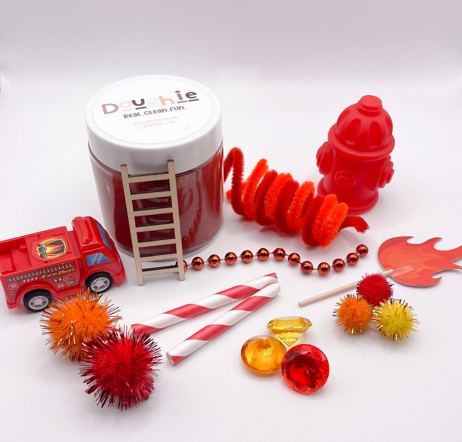 Fire Truck Play Dough Kit, Playdough Kit, Sensory Kit, Play Dough